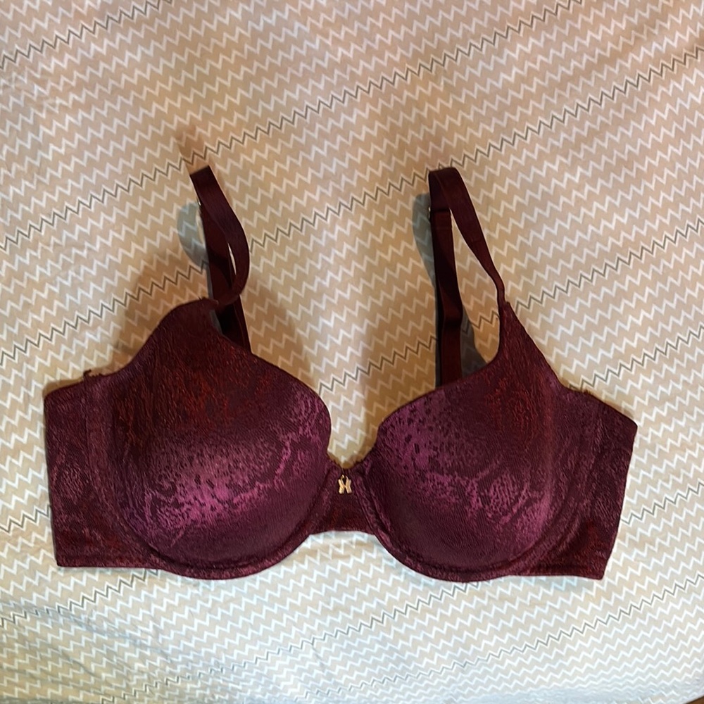 Savage X Fenty Snake Lace T-shirt Bra Burgundy